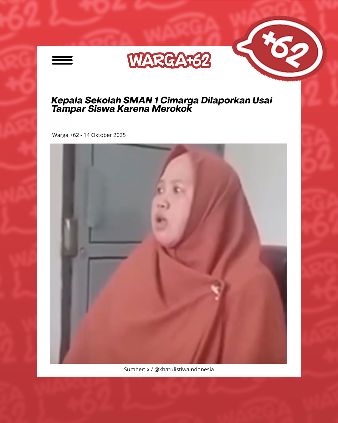 Kepala Sekolah SMAN 1 Cimarga Dilaporkan Usai Tampar Siswa Karena Merokok