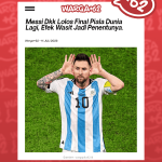 Messi in an Argentina jersey (number 10) on grass, cupping his ears with both hands.